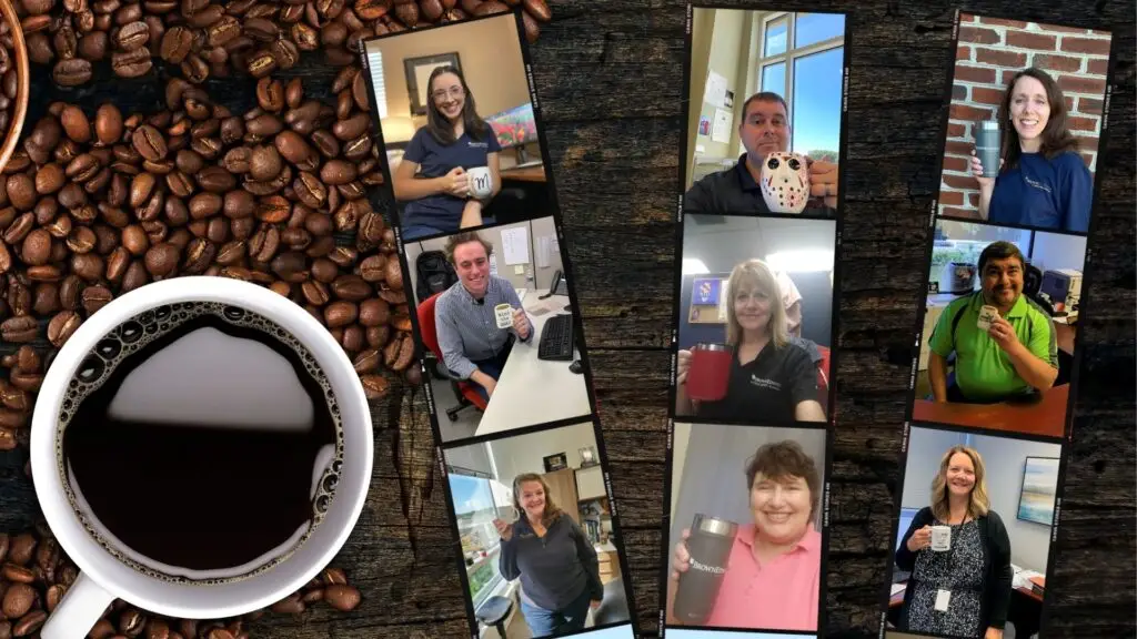 team member selfies for national coffee day